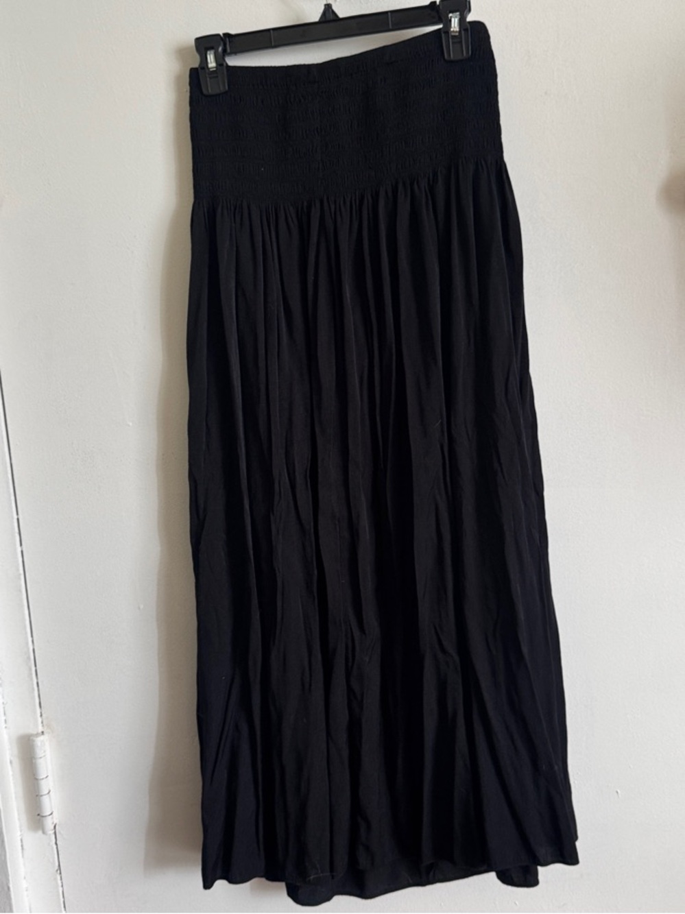 Black Smocked Waist Maxi Skirt - Versatile Everyday Style